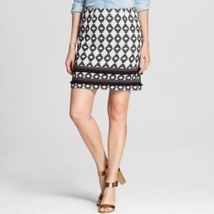 Merona Black and White fringe skirt 18 NWT